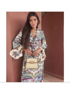 Zara printed colorful midi flowy dress